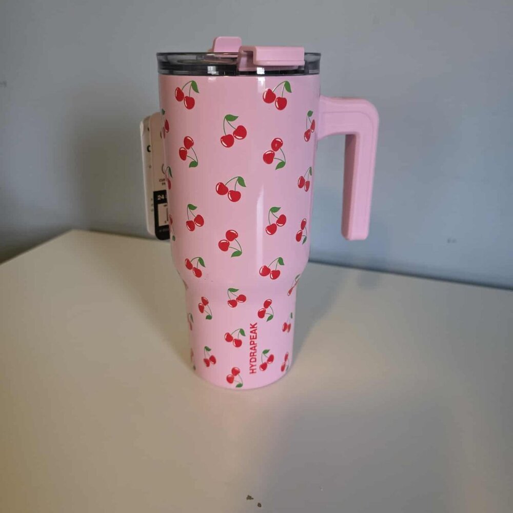 NWT HydraPeak Artisan Collection Cherries Voyager 25 oz Flip & Straw Lid - Picture 8 of 9